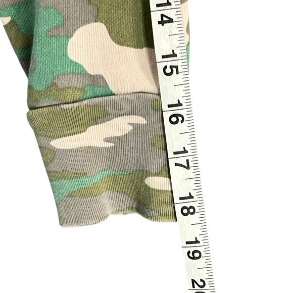 NSF Hoodie Womens M Green Camo Distressed Holes Cropped Sweatshirt USA Grunge - Picture 10 of 14